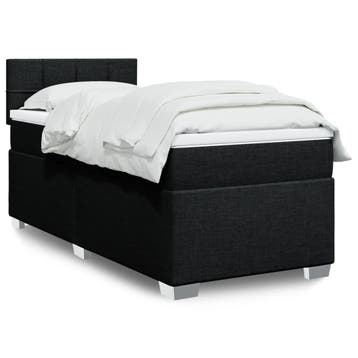 vidaXL Boxspring met matras stof zwart 90x200 cm, Verzenden