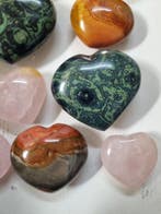 Big lot with crystal hearts, different minerals 8 - 4,4 cm -