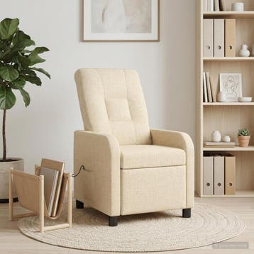vidaXL Massage Relaxstoel Crèmekleurig Stof, Verzenden, Nieuw