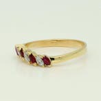 Ring - 18 karaat Geel goud - Diamant - Robijn., Nieuw