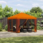 vidaXL Tuin gazebo met zijwanden 3 x 3 m Oranje Polyester en, Verzenden