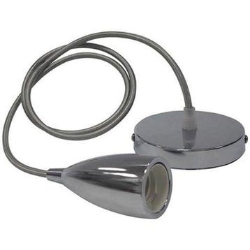 Industriële LED Hanglamp Edysa - Ronde Mat Chroom Aluminium, Huis en Inrichting, Lampen | Hanglampen, Verzenden, Nieuw
