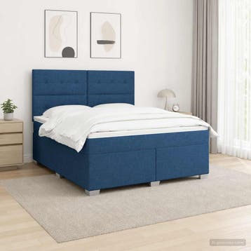 vidaXL Boxspringbed met matras met hoofdeinde Blauw 160 x, Verzenden, Nieuw