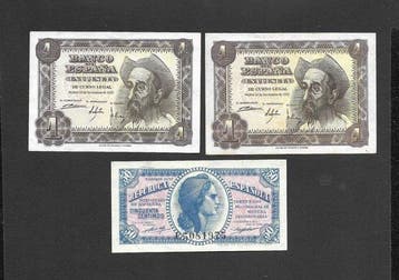 Spanje. - 10 Banknotes - various dates (Zonder minimumprijs), Postzegels en Munten