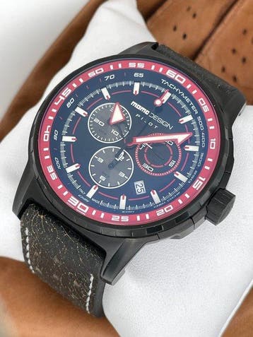 MomoDesign - Pilot Chronograph - MD1164BK-04RD - Homme -, Nieuw