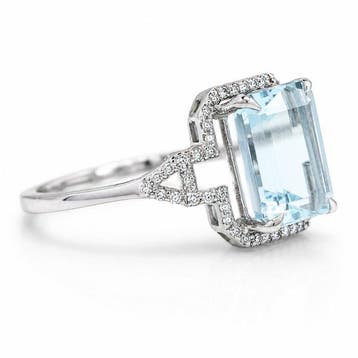 Zonder minimumprijs - Ring Platina - 3.17ct. tw. Aquamarijn, Handtassen en Accessoires, Nieuw