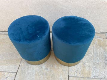 Pouf (2) - Métal, Bois, Velours