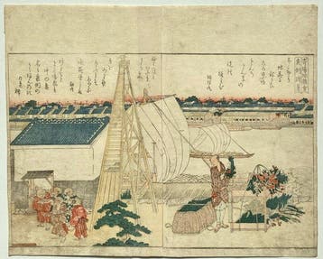 Scène langs de Sumida-rivier in Edo 1799-1802 - Katsushika