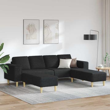 vidaXL Woonkamerbank / zetel 3 st Zwart Polyester, Verzenden