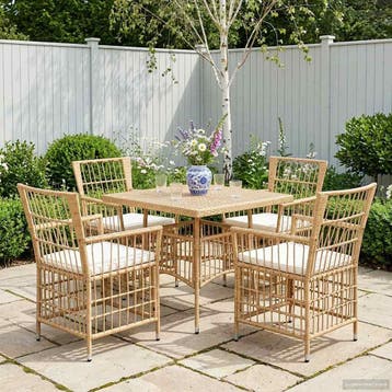 vidaXL Tuinstoelen 4 st Naturel PE rattan, Staal en, Tuin en Terras, Tuinstoelen, Verzenden, Nieuw