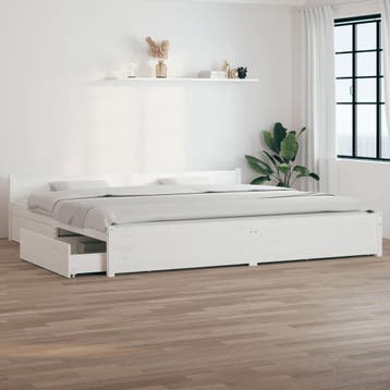 vidaXL Bedframe met lades wit 180x200 cm Super King Size, Verzenden, Nieuw