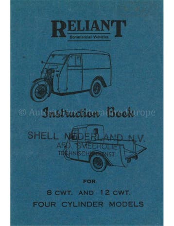 1946 RELIANT 8 CWT | 12 CWTN INSTRUCTIEBOEKJE ENGELS