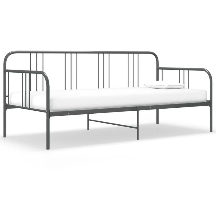 vidaXL Slaapbank metaal grijs 90x200 cm, Huis en Inrichting, Slaapkamer | Bedden, Nieuw, Verzenden