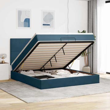 vidaXL Bed poef met matrassen en leds 200x200 cm fluweel, Verzenden