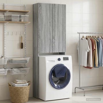 vidaXL Toiletkast ARNHEM Grijs Sonoma 66 x 25,5 x 190 cm, Verzenden, Nieuw