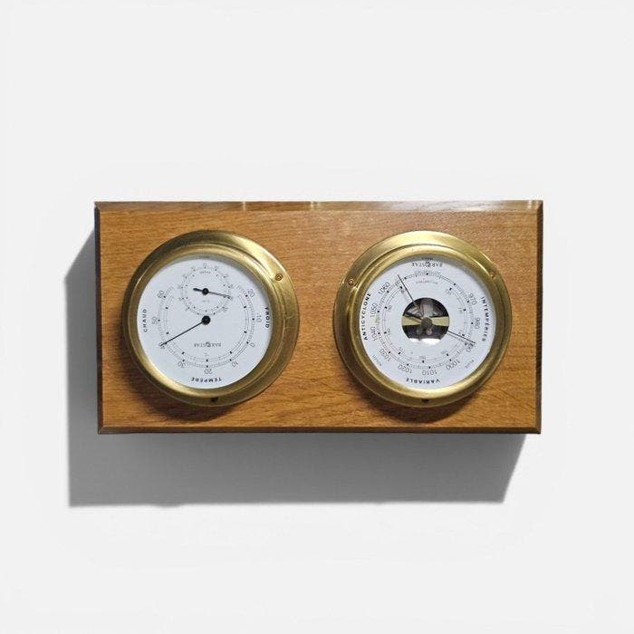 Barostar - Barometer - Hout, Glas, Messing - Weerstation, Antiquités & Art, Curiosités & Brocante