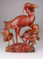 Chinese Carved Agate Carnelian Stone Bird Phoenix Statue