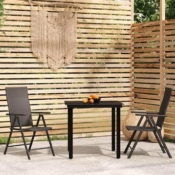 vidaXL 3-delige Tuinset zwart, Verzenden, Nieuw, Tuinset