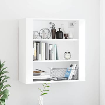 vidaXL Wandkast 80x33x80 cm bewerkt hout wit, Huis en Inrichting, Verzenden, Nieuw