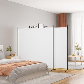 vidaXL Kamerscherm met 4 panelen 698x180 cm stof wit, Verzenden, Nieuw