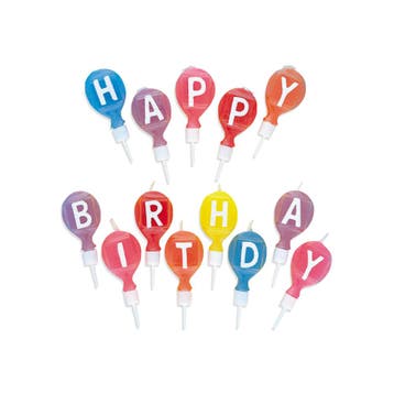 Kaarsen Set Happy Birthday Ballonnen 5,1cm 13 delig, Verzenden