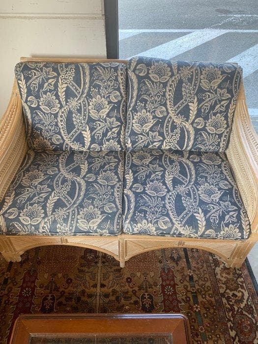 Sofa - Rattan - Vintage rattan lounge set – sofa and two, Antiquités & Art, Curiosités & Brocante