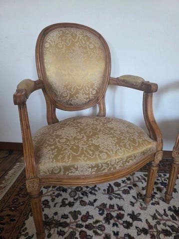 Fauteuil (2) - Damask zijde - Een paar fauteuils