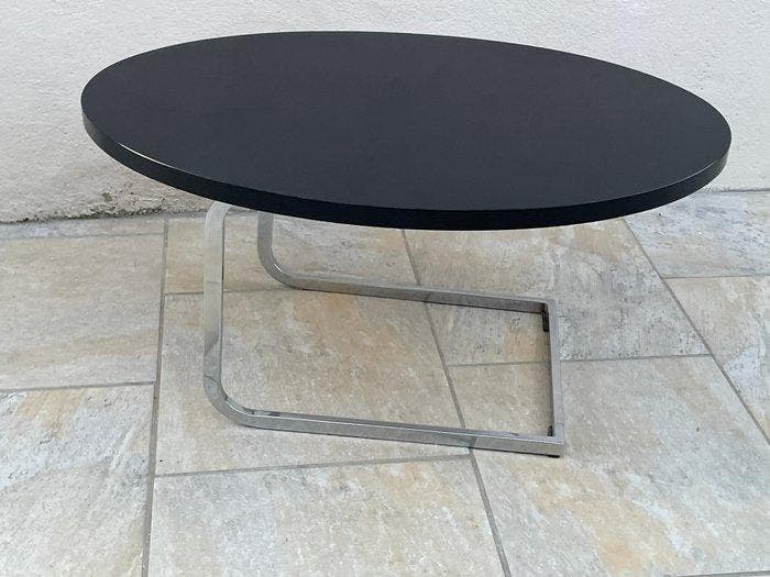 Salontafel - Hout, Metaal - Structuur van gechromen metaal, Antiquités & Art, Art | Objets design