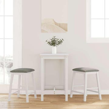 vidaXL Barstoelen met kussens 2 st massief hout rubber wit, Verzenden, Nieuw