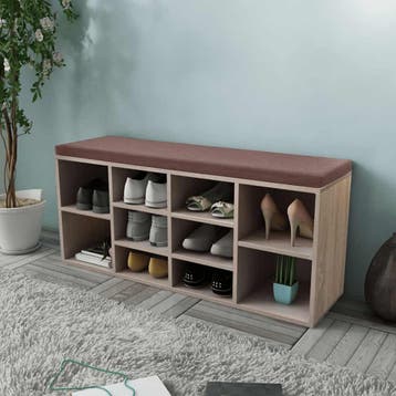 vidaXL Schoenenbank met 10 vakken eikenkleurig, Maison & Meubles, Verzenden