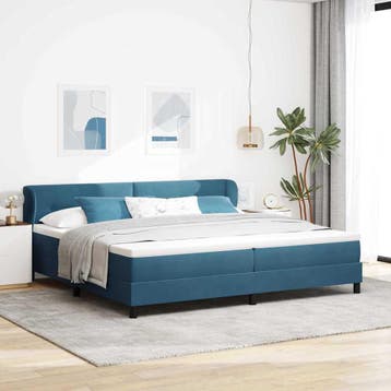 vidaXL Boxspring bed met hoofdeinde Donkerblauw 200 x 200 cm, Verzenden