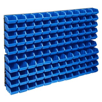 vidaXL 128-delige Opslagbakkenset met wandpanelen blauw en, Bricolage & Construction, Verzenden