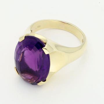Bague - 14 carats Or jaune Améthyste