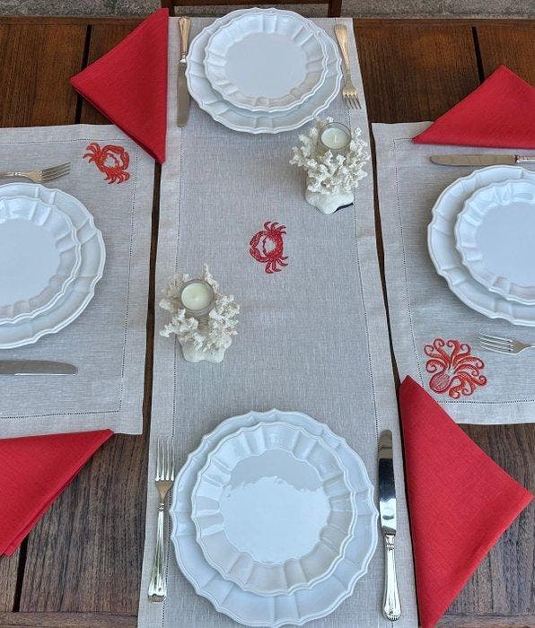 Cristina Linassi- Venezia - Pesci Rossi - Nappe (7) - 0 cm -, Antiquités & Art, Tapis & Textile