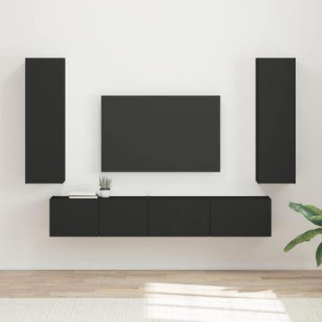 vidaXL Tv-meubelset 3 st Zwart Bewerkt hout, Verzenden