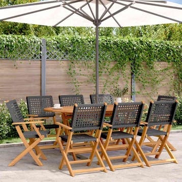 vidaXL Opklapbare stoelen, 8 stuks, zwart, van polyrotan en, Tuin en Terras, Verzenden, Nieuw