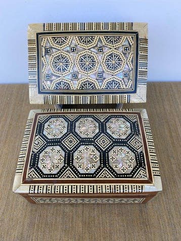 Boîte à bijoux (3) - Bois, nacre et dautres matériaux -, Antiquités & Art