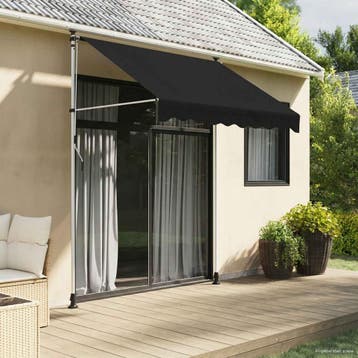 vidaXL Handmatig uitschuifbare luifel Zwart 200 cm, Verzenden, Nieuw