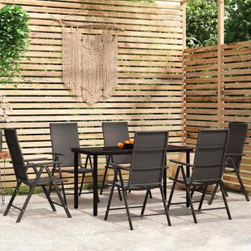 vidaXL 7-delige Tuinset zwart, Tuin en Terras, Verzenden, Nieuw, Tuinset