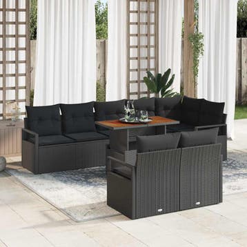 vidaXL Tuinbank Set 9 st 8-Aantal zitplaatsen Zwart en Bruin, Jardin & Terrasse, Verzenden