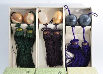 Set van 3 paren Japanse Fuchin (hangende rolgewichten) (), Antiek en Kunst