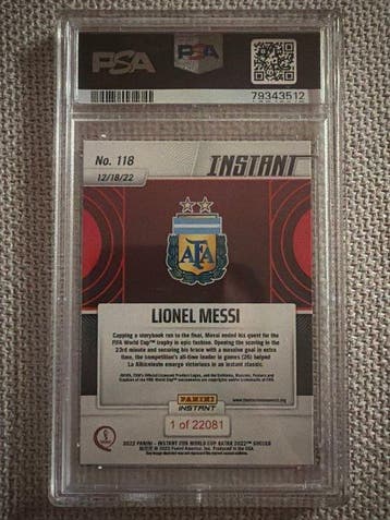 2022 Panini Instant Lionel Messi 118 - PSA 10 - 1 Graded, Nieuw