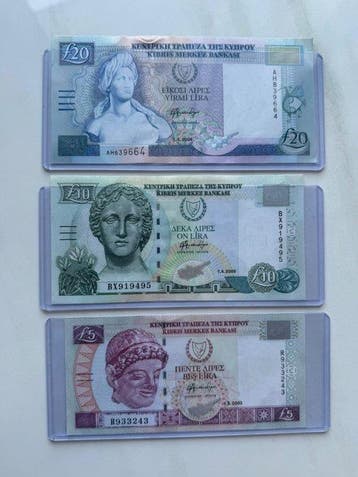 Cyprus. - 5, 10, 20 Lira - 2003/2005 (Zonder minimumprijs)