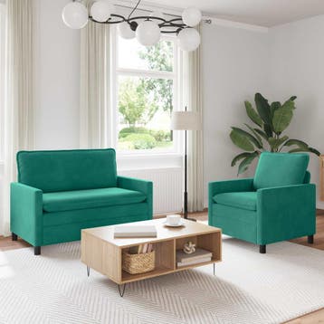 vidaXL bank / zetelstel 2 st Turquoise Fluweel, Verzenden