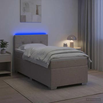 vidaXL Boxspringbed met matras en LED Taupe 90 x 200 cm Stof, Verzenden, Nieuw