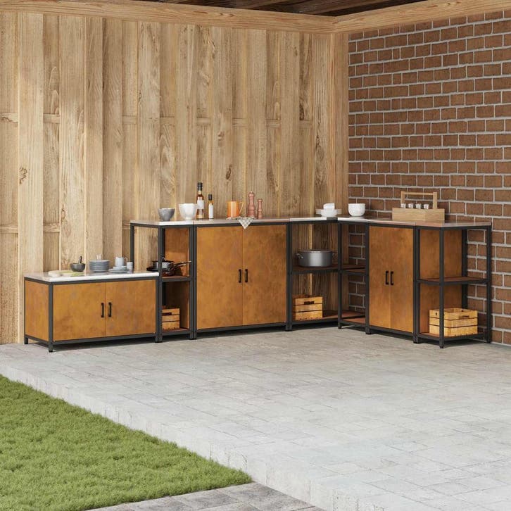 vidaXL Keukenplankeenheid HATTEM Roestig 30 x 50 x 92 cm, Huis en Inrichting, Kasten | Overige, Nieuw, Verzenden