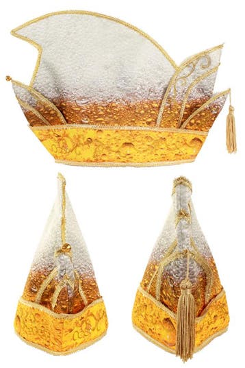 KIMU® Prins Carnaval Steek Bier Geel Wit Bubbels Pils Drank, Ophalen of Verzenden, Nieuw