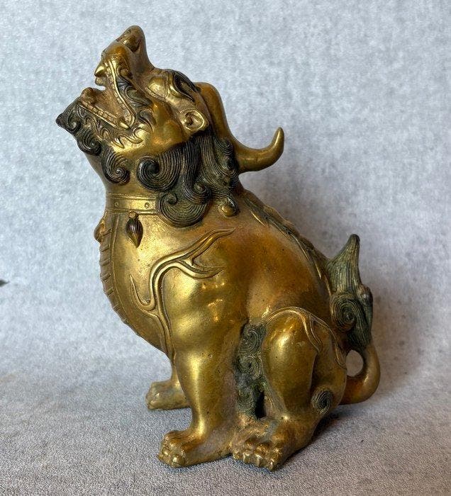 Beeld, Foo dog - 17 cm - Brons, Antiek en Kunst, Curiosa en Brocante