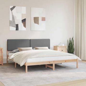 vidaXL Bedframe met Gevoerde Hoofdbord Donkergrijs 180 x 200, Verzenden, Nieuw