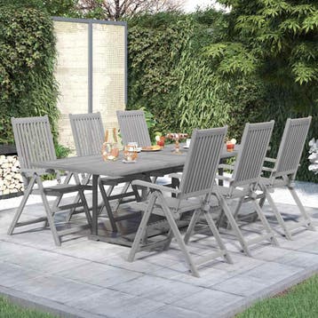 vidaXL 7-delige Tuinset massief acaciahout, Tuin en Terras, Tuinsets en Loungesets, Verzenden, Nieuw, Tuinset